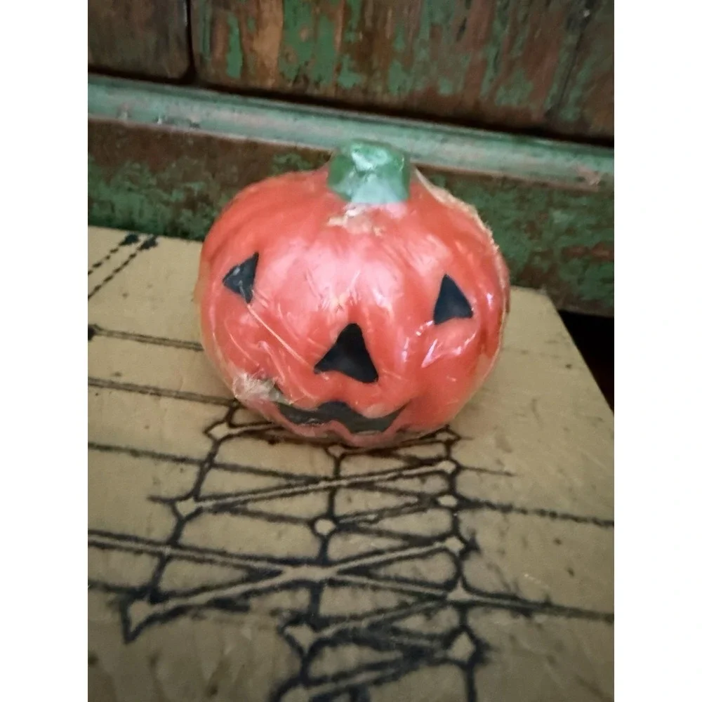 Vintage Pumpkin Jack O' Lantern Candle Set Of 2 Unscented